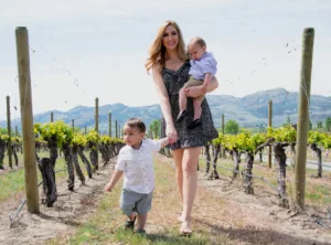 family in vineyard