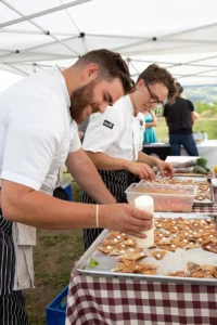 food prep at wine festival event in BC Wine Country