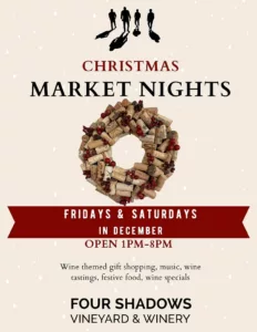 christmas market nights at four shadows winery