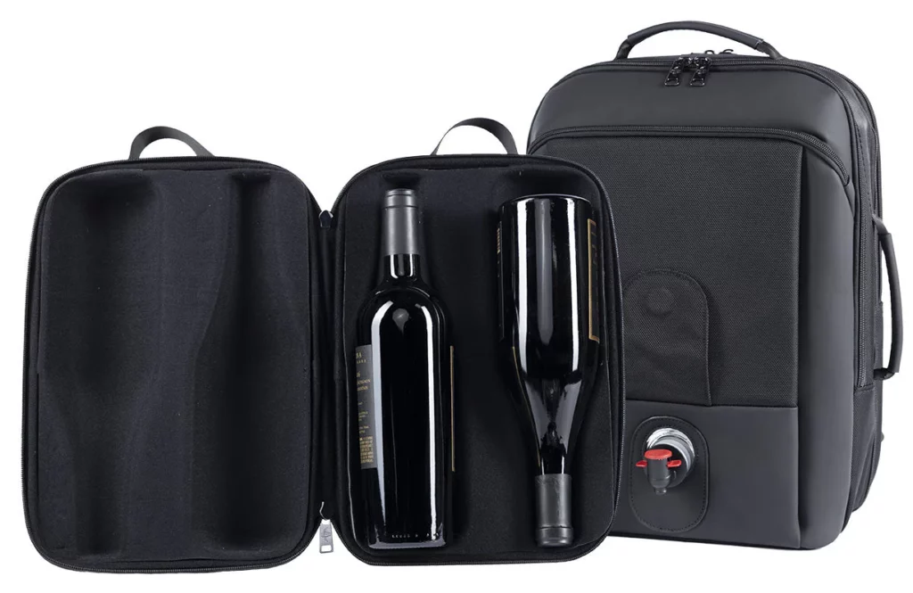 wine bottle carrying case and backpack