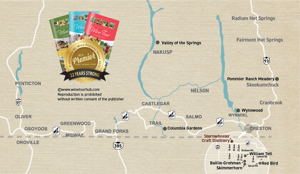 Kootenay winery map