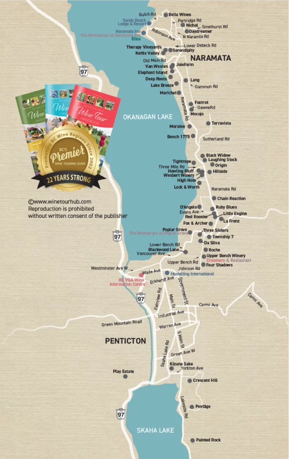 Penticton and Naramata Winery Map