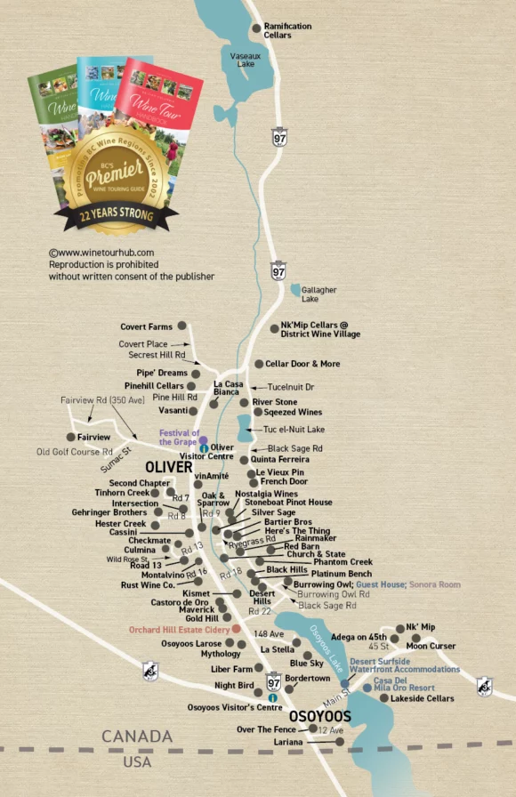 Oliver and Osoyoos winery map